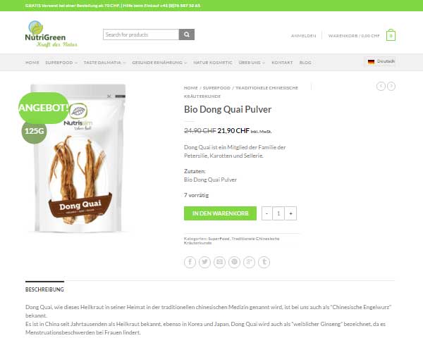 eCommerce Švicarska Izrada eCommerce trgovine zdrave hrane u Švicarskoj